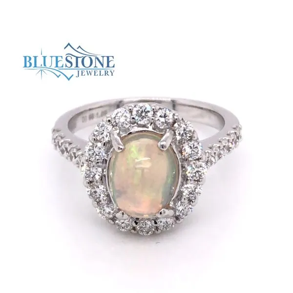 14K White Gold Ring w/ Opal and Diamonds at 0.94cttw(size 6.75) Image 3 Bluestone Jewelry Tahoe City, CA