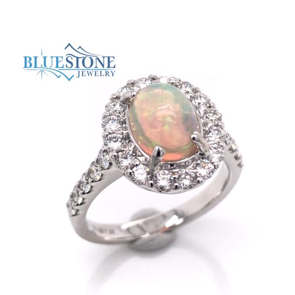 14K White Gold Ring w/ Opal and Diamonds at 0.94cttw(size 6.75) Bluestone Jewelry Tahoe City, CA