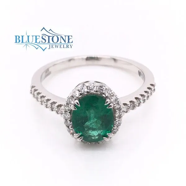 18K White Gold Ring w/ Emerald and Diamonds(size 6.75) Image 3 Bluestone Jewelry Tahoe City, CA