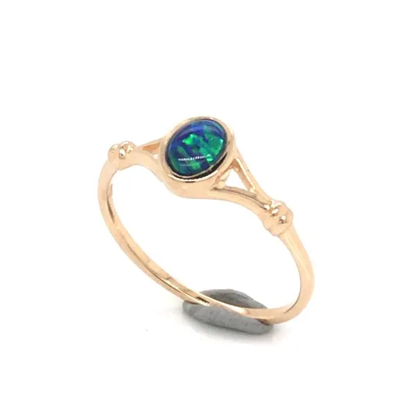 14 Karat Yellow Gold Ring with Lab Opal- size 6 Bluestone Jewelry Tahoe City, CA