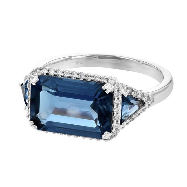 14 Karat White Gold London Blue Topaz & Diamond Ring- size 7 *BLUESTONE COLLECTION* Image 2 Bluestone Jewelry Tahoe City, CA