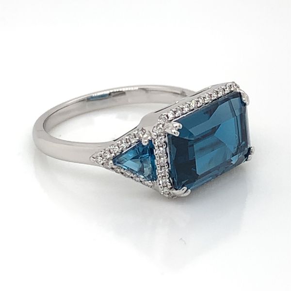 14 Karat White Gold London Blue Topaz & Diamond Ring- size 7 *BLUESTONE COLLECTION* Image 4 Bluestone Jewelry Tahoe City, CA