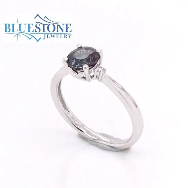 14K White Gold Created Alexandrite Ring w/ Diamonds(Size 7) Bluestone Jewelry Tahoe City, CA