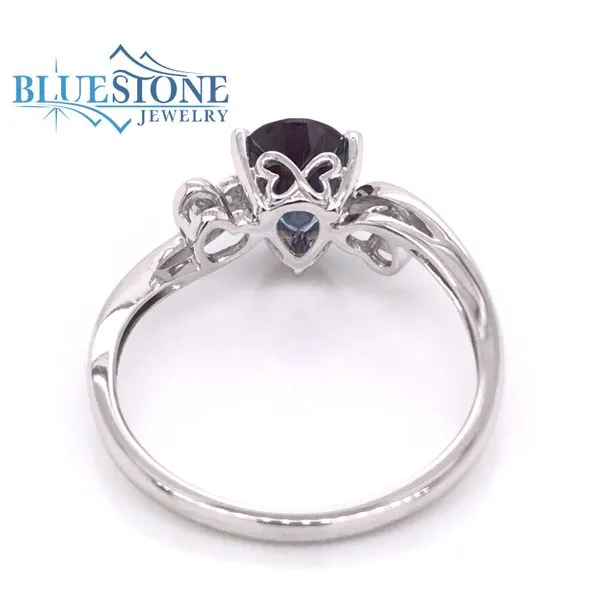 14K White Gold Created Alexandrite Ring w/ Diamonds (Size 7) Image 4 Bluestone Jewelry Tahoe City, CA