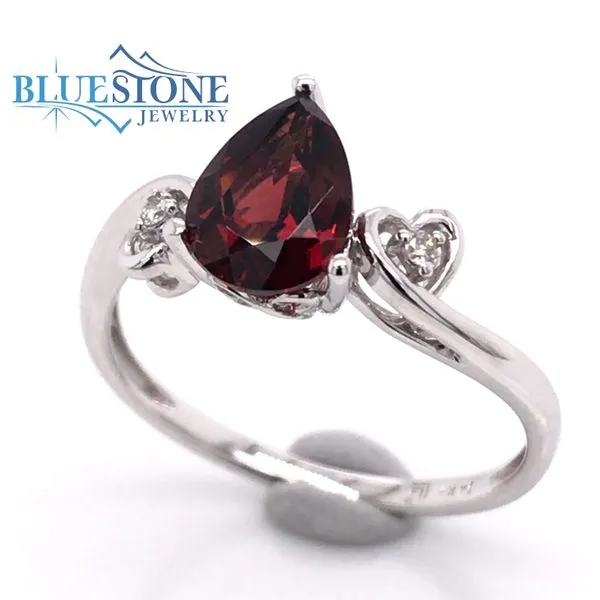 14K White Gold Garnet Ring w/ Diamonds (Size 7) Bluestone Jewelry Tahoe City, CA