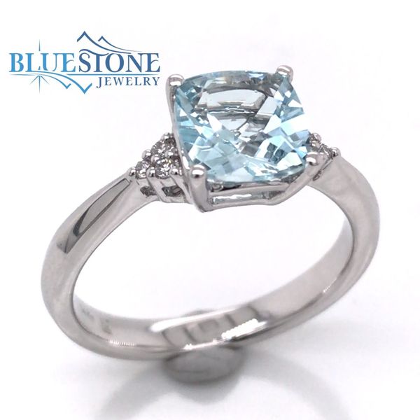 14K White Gold Aquamarine Ring w/ Diamonds (Size 7) Bluestone Jewelry Tahoe City, CA