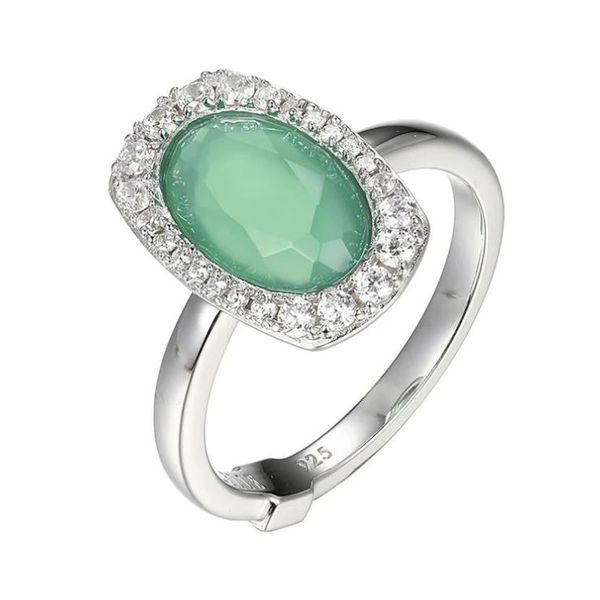 Silver Ring with Chrysoprase, CZ's and Ruby- Size 8 Bluestone Jewelry Tahoe City, CA