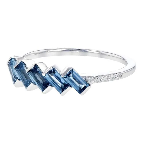 14kt White Gold Ring with Blue Topazes and Diamonds- Size 7 Image 2 Bluestone Jewelry Tahoe City, CA