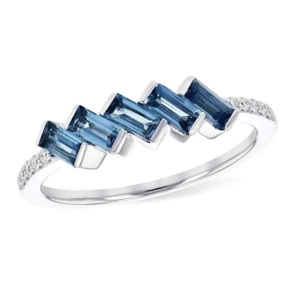 14kt White Gold Ring with Blue Topazes and Diamonds- Size 7 Bluestone Jewelry Tahoe City, CA