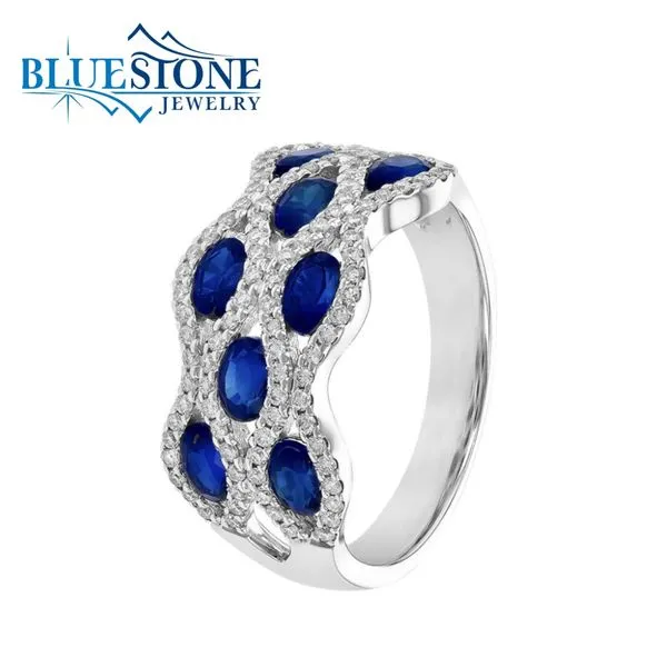 14kt White Gold Ring with Sapphires and Diamonds Image 2 Bluestone Jewelry Tahoe City, CA