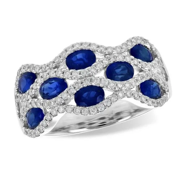 14kt White Gold Ring with Sapphires and Diamonds Bluestone Jewelry Tahoe City, CA