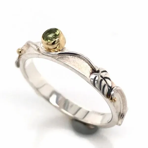 Silver & Gold Ring with Peridot- Size 8 Bluestone Jewelry Tahoe City, CA