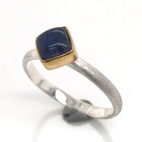 Silver & Gold Ring a Rainbow Blue Moonstone- Size 7 Image 2 Bluestone Jewelry Tahoe City, CA