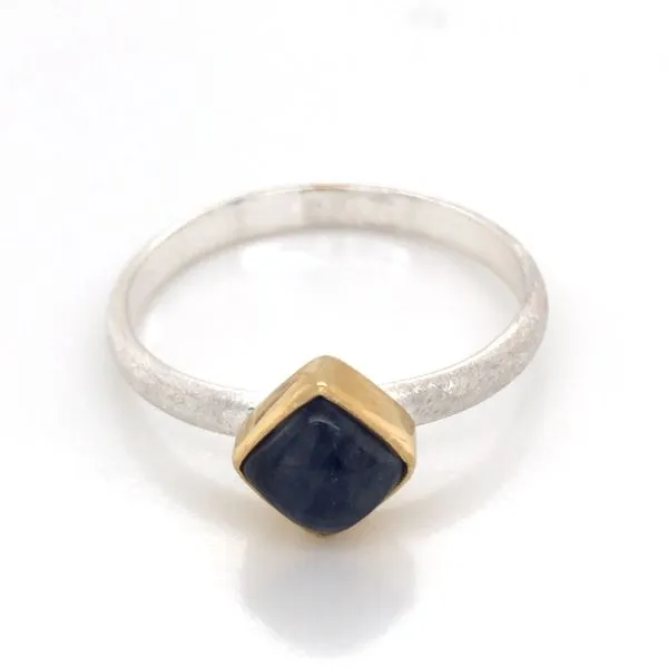 Silver & Gold Ring a Rainbow Blue Moonstone- Size 7 Image 3 Bluestone Jewelry Tahoe City, CA