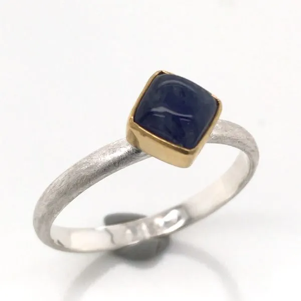Silver & Gold Ring a Rainbow Blue Moonstone- Size 7 Bluestone Jewelry Tahoe City, CA