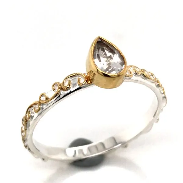 Silver & Gold Ring with Moonstone- Size 7 Bluestone Jewelry Tahoe City, CA