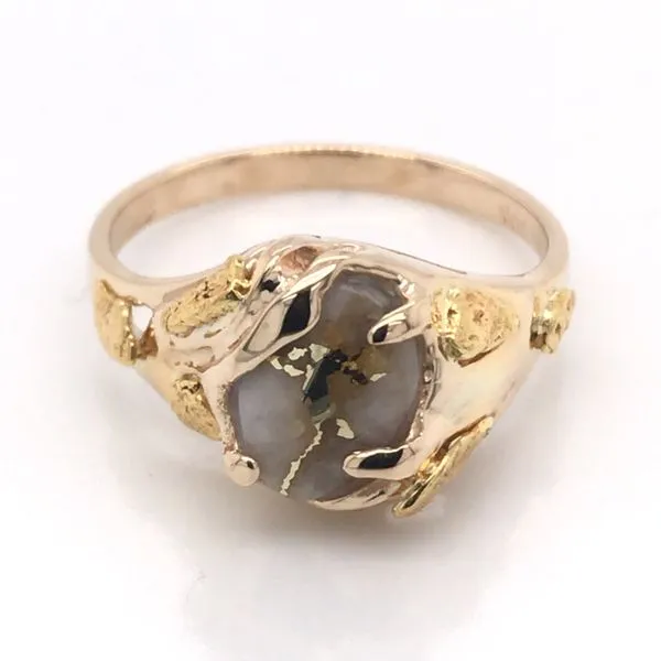 14kt Yellow Gold Ladies Ring w/ Gold Quartz & Gold Nuggets Bluestone Jewelry Tahoe City, CA