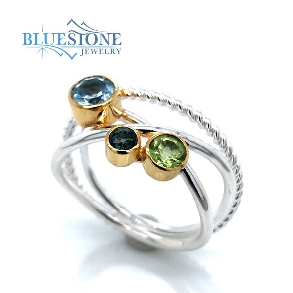 Silver & Gold Ring with Topaz and Peridot- Size 9 Image 2 Bluestone Jewelry Tahoe City, CA
