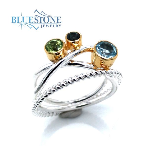 Silver & Gold Ring with Topaz and Peridot- Size 9 Image 3 Bluestone Jewelry Tahoe City, CA