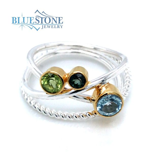 Silver & Gold Ring with Topaz and Peridot- Size 9 Bluestone Jewelry Tahoe City, CA
