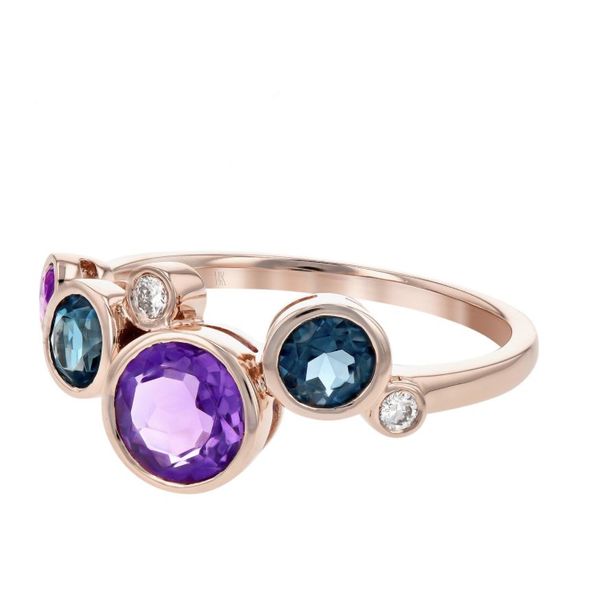 14K Rose Gold Ring with Amethyst, Topaz and Diamonds- Size 7 Image 2 Bluestone Jewelry Tahoe City, CA