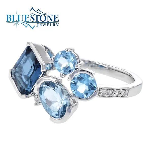 14K White Gold Topaz and Diamond Ring Image 2 Bluestone Jewelry Tahoe City, CA