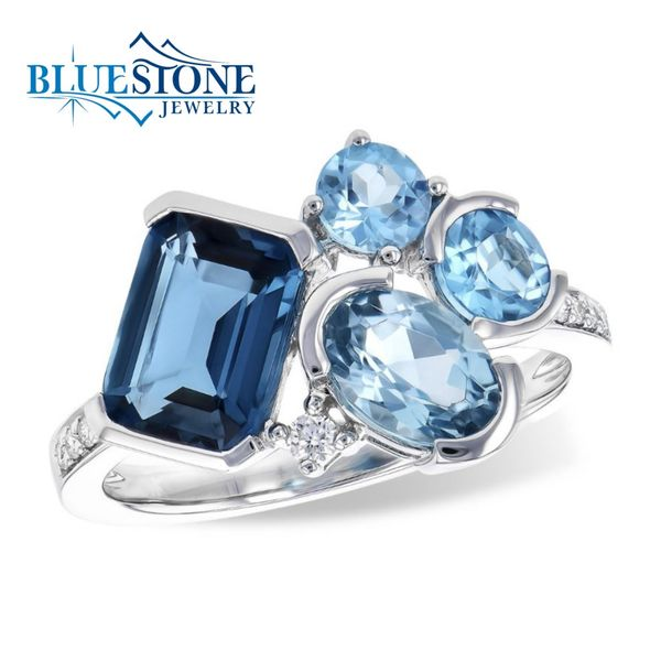 14K White Gold Topaz and Diamond Ring Bluestone Jewelry Tahoe City, CA