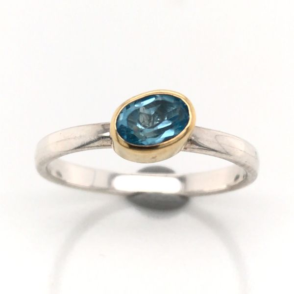 Silver & Gold Ring a Blue Topaz- Size 7 Bluestone Jewelry Tahoe City, CA