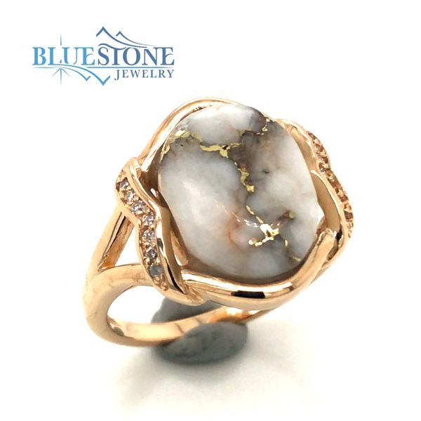 14 Karat Yellow Gold Ring with Gold Quartz and Diamonds Image 2 Bluestone Jewelry Tahoe City, CA