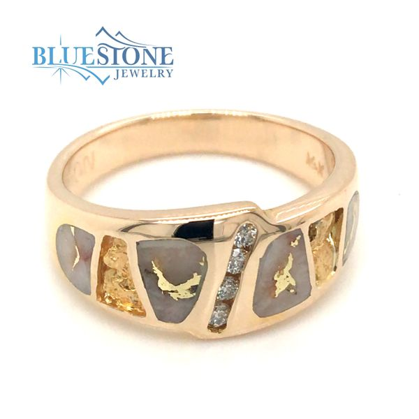 14kt Yellow Gold Diamond, Gold Quartz and Gold Nugget Ring Image 3 Bluestone Jewelry Tahoe City, CA