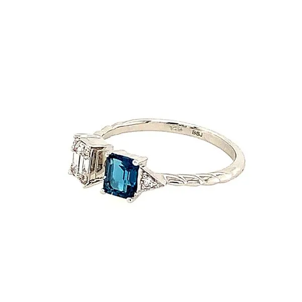 14k White Gold Blue Topaz Diamond Ring Image 2 Bluestone Jewelry Tahoe City, CA