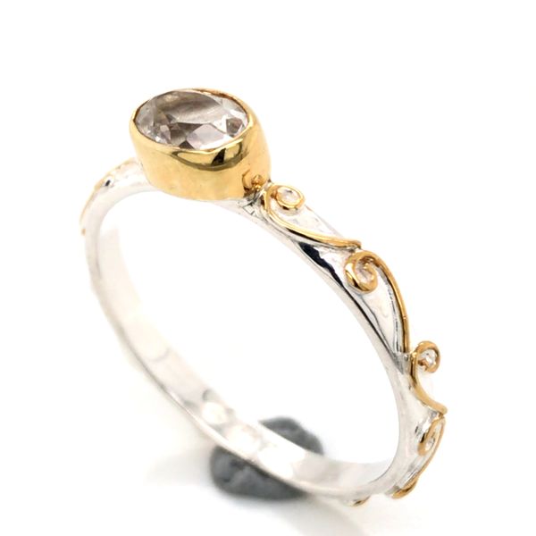 Silver & Gold Ring with White Topaz- Size 8 Image 2 Bluestone Jewelry Tahoe City, CA