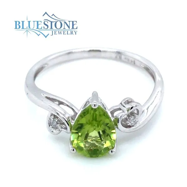 14K White Gold Peridot Ring w/ Diamonds (Size 7) Image 2 Bluestone Jewelry Tahoe City, CA