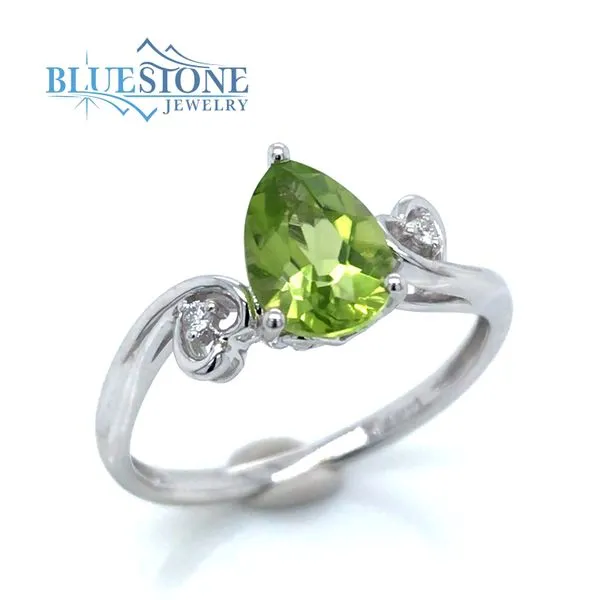 14K White Gold Peridot Ring w/ Diamonds (Size 7) Bluestone Jewelry Tahoe City, CA