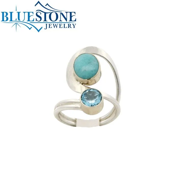 Silver & Gold Ring with Amazonite and Topaz- Size 7 Bluestone Jewelry Tahoe City, CA