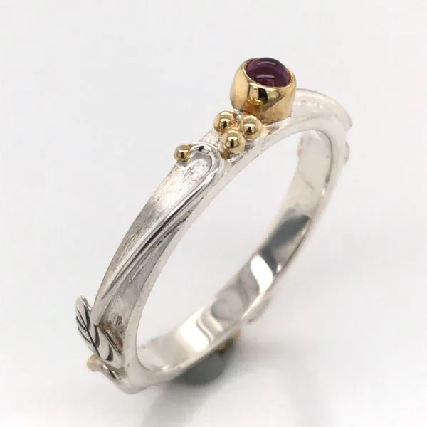 Silver & Gold Ring with Rhodolite Garnet- Size 8 Image 3 Bluestone Jewelry Tahoe City, CA