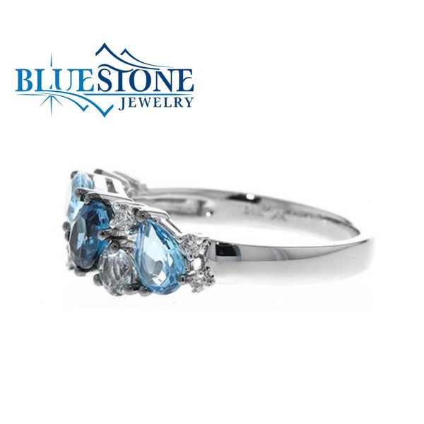 14kt White Gold Multi-Blue Topaz & Diamond Ring- Size 6 Image 3 Bluestone Jewelry Tahoe City, CA