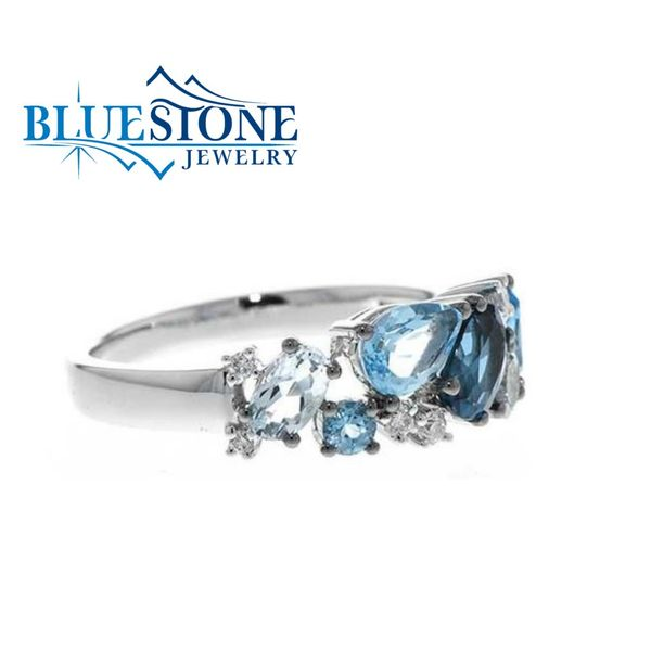 14kt White Gold Multi-Blue Topaz & Diamond Ring- Size 6 Image 5 Bluestone Jewelry Tahoe City, CA