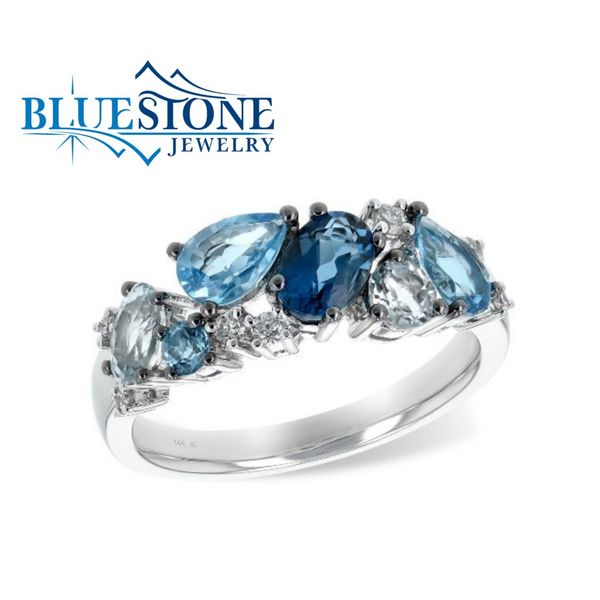 14kt White Gold Multi-Blue Topaz & Diamond Ring- Size 6 Bluestone Jewelry Tahoe City, CA