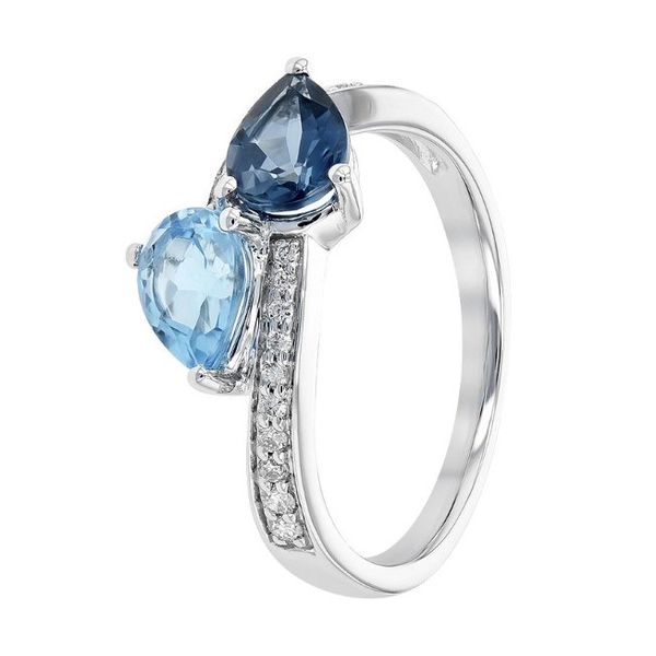 14kt White Gold Ring with Topaz and Diamonds- size 7 Image 2 Bluestone Jewelry Tahoe City, CA
