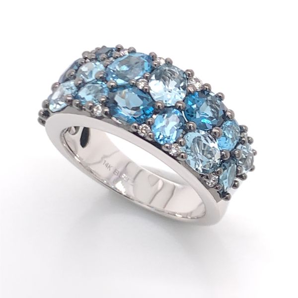 14K White Gold Ring w/ Topaz & Diamonds- Size 8.5 Image 3 Bluestone Jewelry Tahoe City, CA