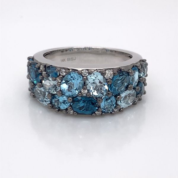 14K White Gold Ring w/ Topaz & Diamonds- Size 8.5 Image 4 Bluestone Jewelry Tahoe City, CA