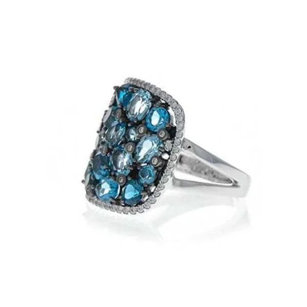 14 Karat White Gold Ring with 3.78 Carats of Sky Blue, London Blue & S Image 2 Bluestone Jewelry Tahoe City, CA