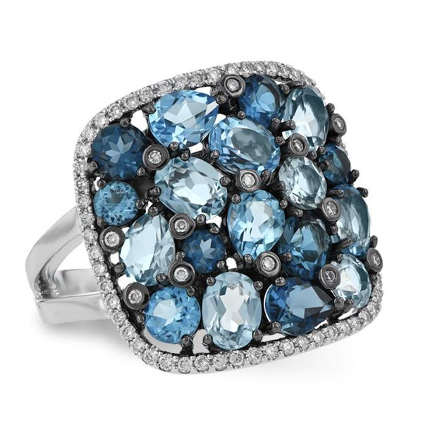 14 Karat White Gold Ring with 3.78 Carats of Sky Blue, London Blue & S Bluestone Jewelry Tahoe City, CA