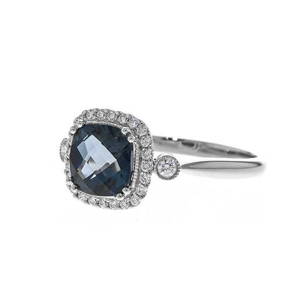 14K White Gold Ring with a 1.62 Carat London Blue Topaz & Diamonds Image 2 Bluestone Jewelry Tahoe City, CA