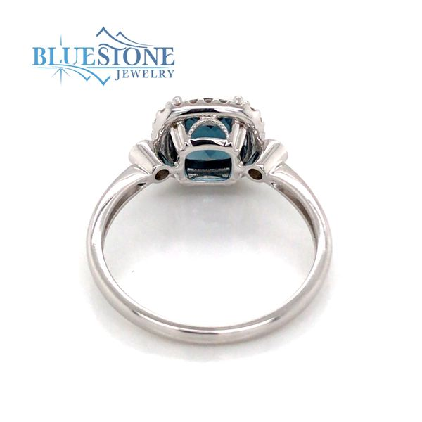 14K White Gold Ring with a 1.62 Carat London Blue Topaz & Diamonds Image 5 Bluestone Jewelry Tahoe City, CA