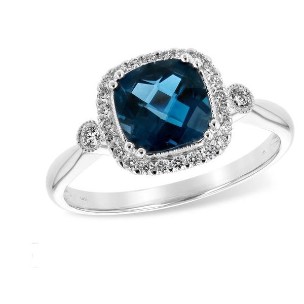 14K White Gold Ring with a 1.62 Carat London Blue Topaz & Diamonds Bluestone Jewelry Tahoe City, CA