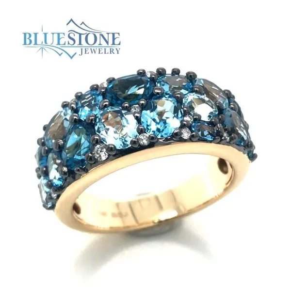 14K Yellow Gold Ring w/ Topaz & Diamonds- Size 7.5 Bluestone Jewelry Tahoe City, CA