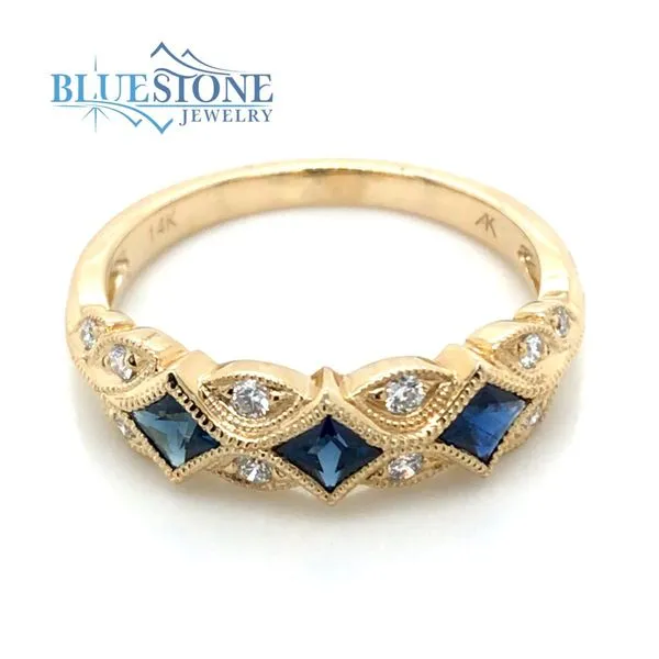 14K Yellow Gold Ring w/Sapphires and Diamonds- Size 7 Image 3 Bluestone Jewelry Tahoe City, CA