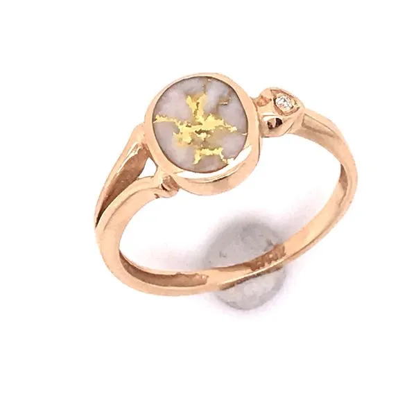 14k Yellow Gold Ring w/Gold Quartz and Diamond Bluestone Jewelry Tahoe City, CA